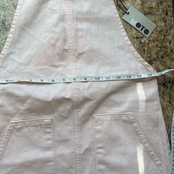 Light Pink Overall Dress with Pockets - Picture 3 of 7